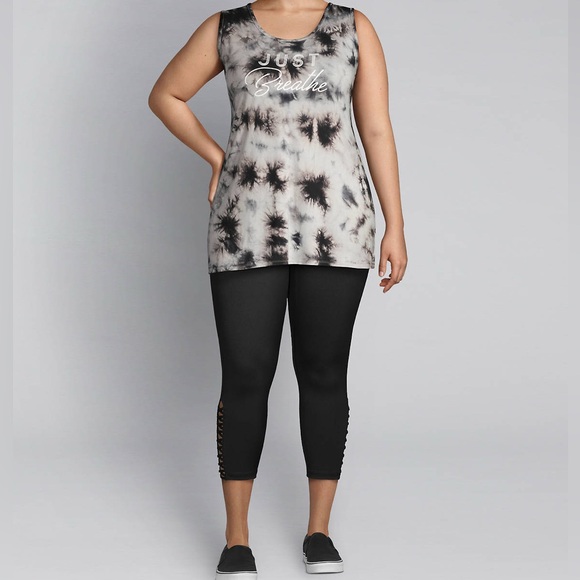 LIVI Graphic Swing‎ Tank - Just Breathe black white tie dye size 26/28 - Picture 1 of 12